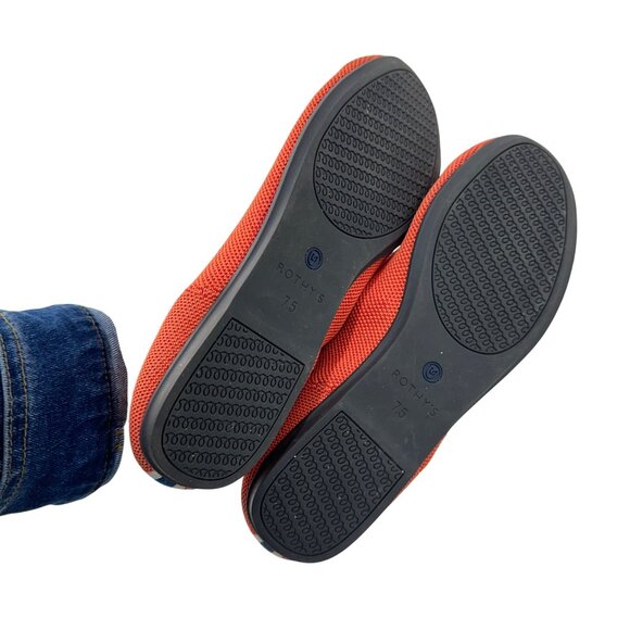 Rothys Womens Orange Loafer Flats Size 7.5 Sustainable Knit Material Lightweight - Picture 6 of 16